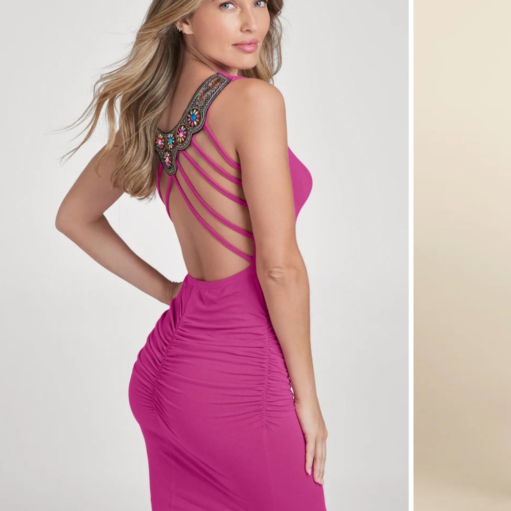 VENUS Fuchsia Strappy Back Mini Dress
